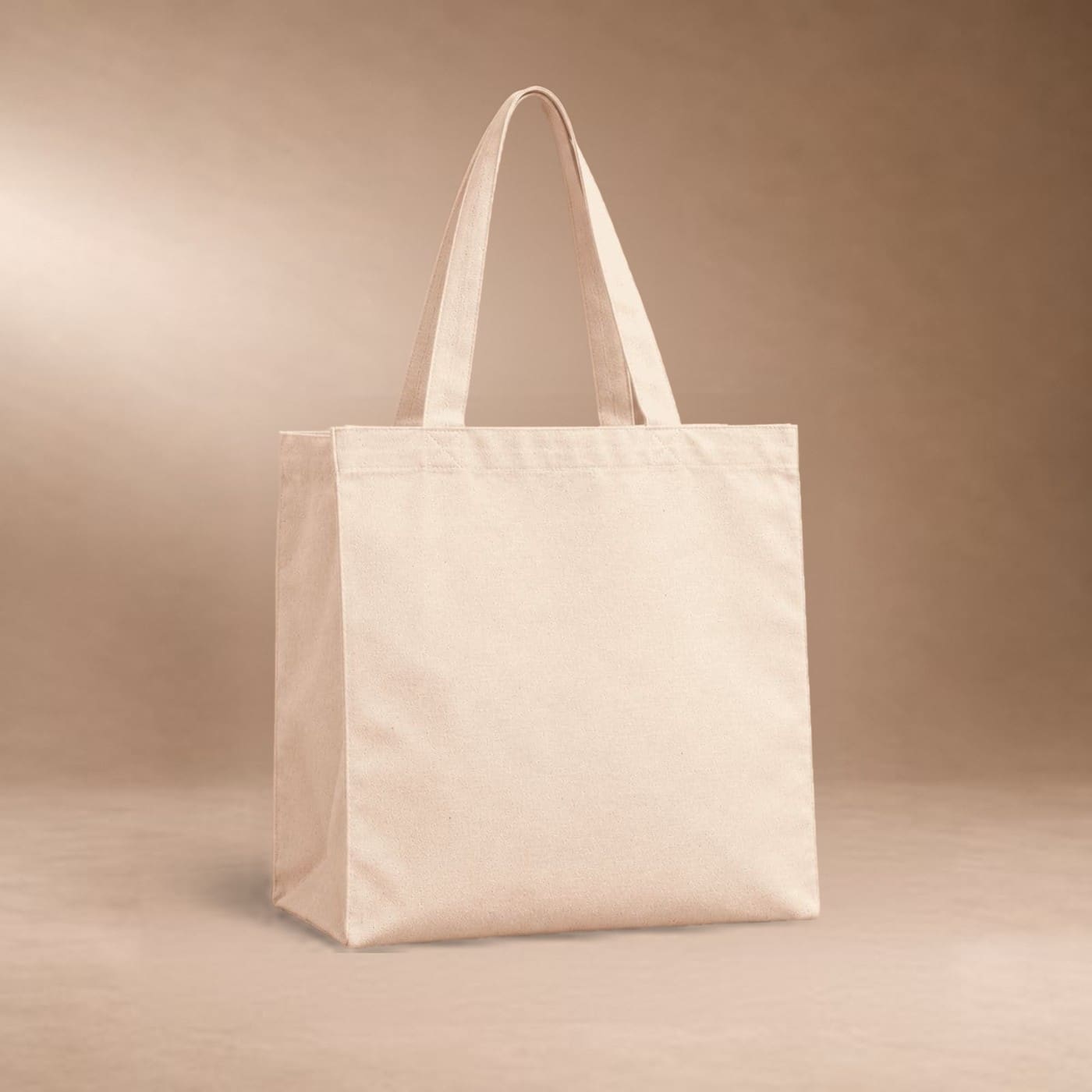 Cabas vertical personnalisé en coton bio écru, avec soufflet et anses
