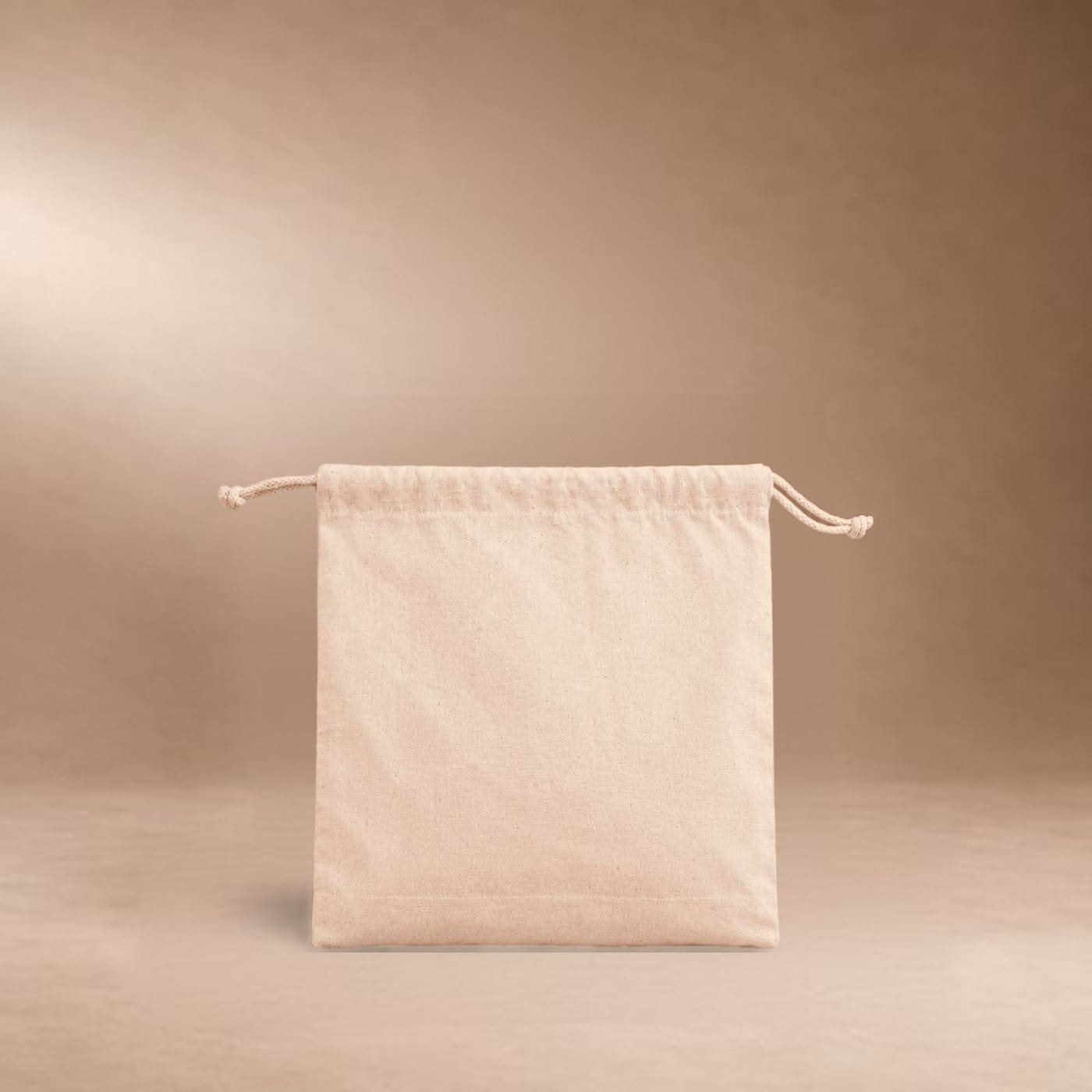 Pochon personnalisé à cordon en coton bio écru, format 25 × 20 cm